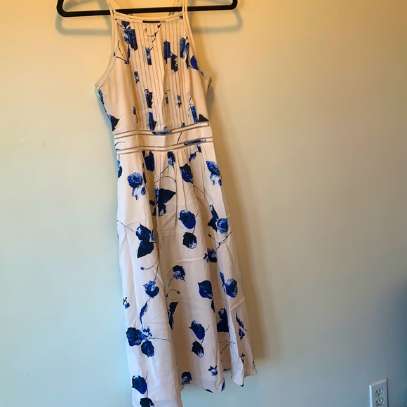 club monaco blue floral dress Lace Off The Shoulder High Low Dress – Terijon.com main image 1